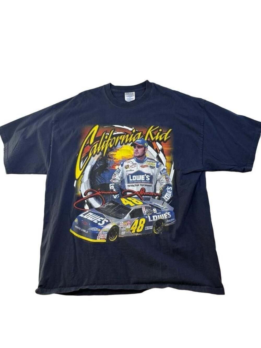 Vintage 2002 Jimmie Johnson California Kid Lowe's Racing 48 NASCAR T-Shirt XXL
